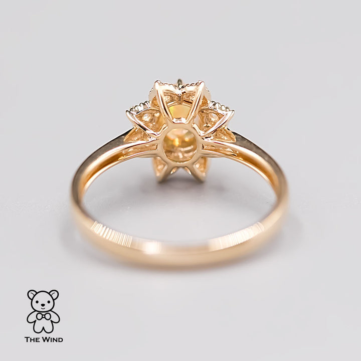 Flower Opal Diamond Engagement Ring-5