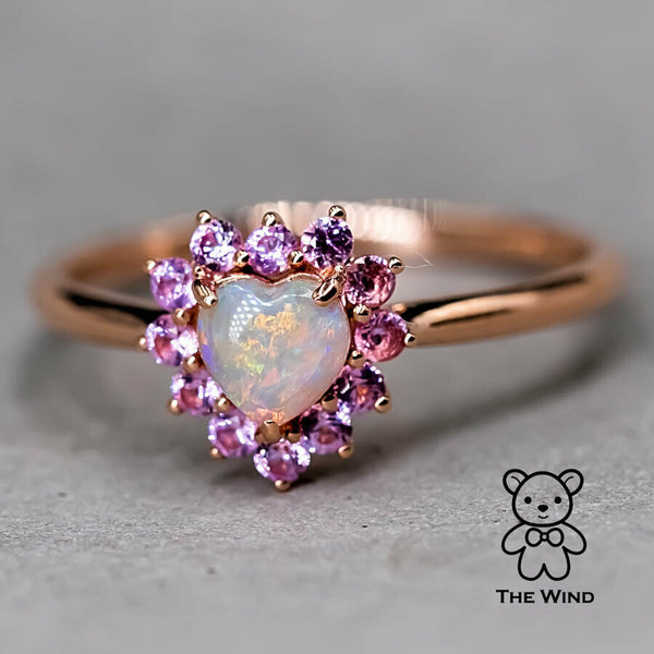 Halo Pink Sapphire Engagement Ring-1