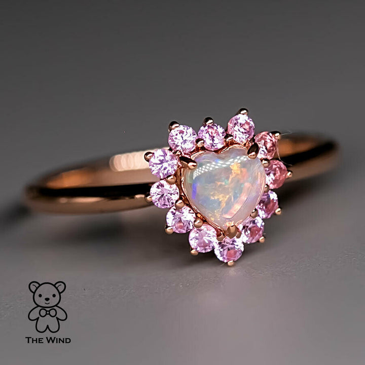 Halo Pink Sapphire Engagement Ring-2