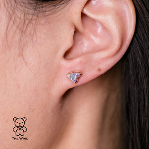 Asymmetrical Heart Shaped Black Opal Earrings
