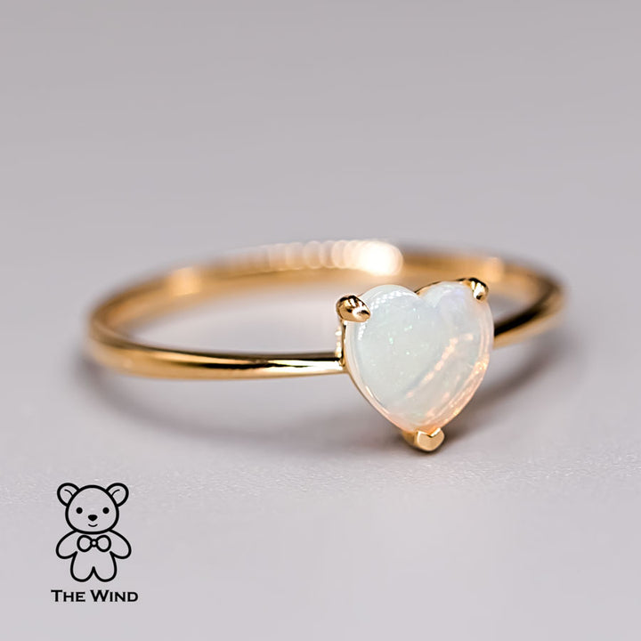 Heart Shaped Australian Solid Opal Engagement Ring 14K Yellow Gold-3