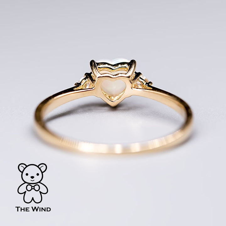 Heart Shaped Australian Solid Opal & Diamond Engagement Ring-7