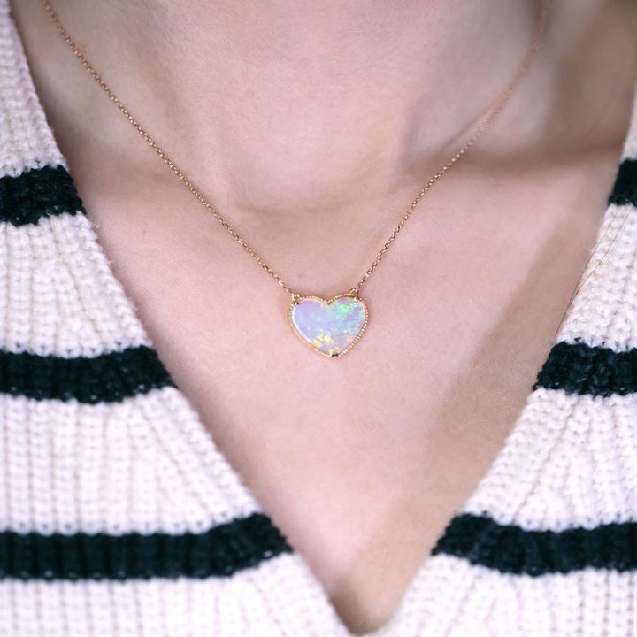 Heart Shaped Australian Solid Opal Necklace