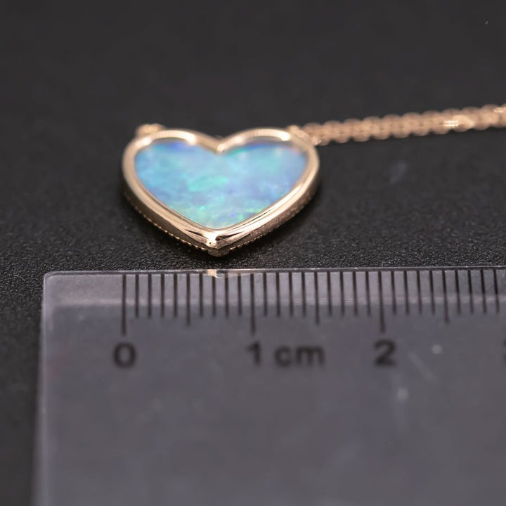 Heart Shaped Australian Solid Opal Necklace