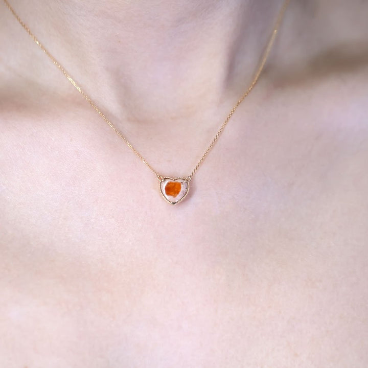 Heart Shaped Matrix Fire Opal Necklace