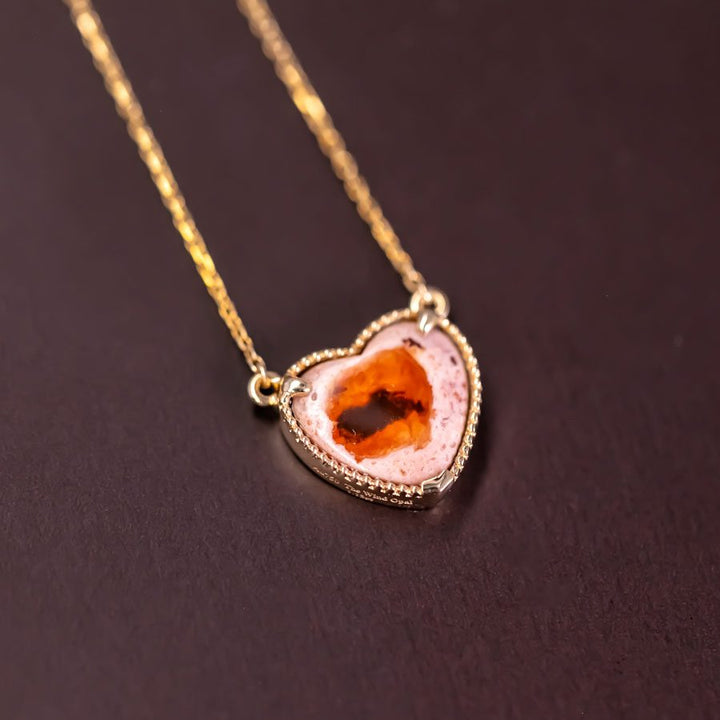 Heart Shaped Matrix Fire Opal Necklace