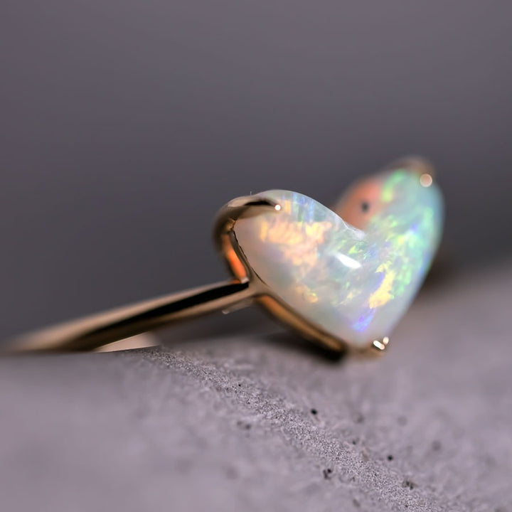 Heart Shaped Opal Engagement Ring