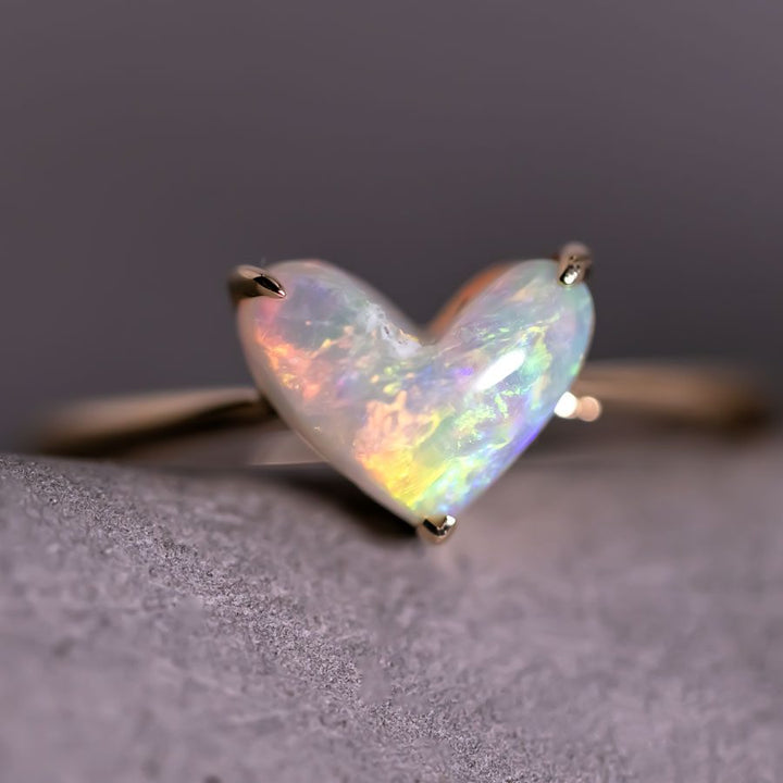 Heart Shaped Opal Engagement Ring