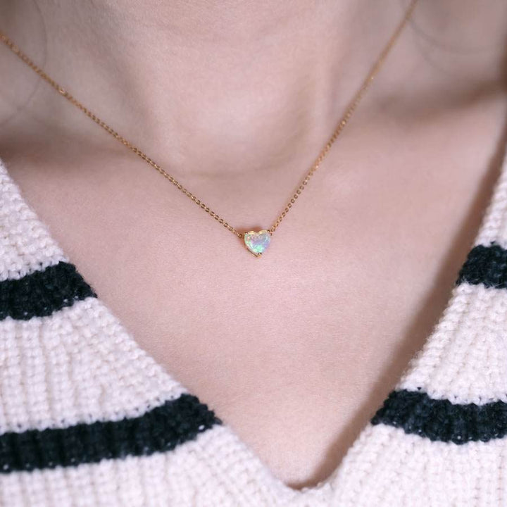 Heart Shaped Opal Necklace