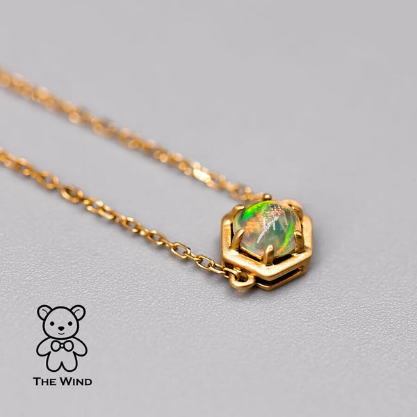 Hexagon Design Mexican Opal Charm Bracelet-1