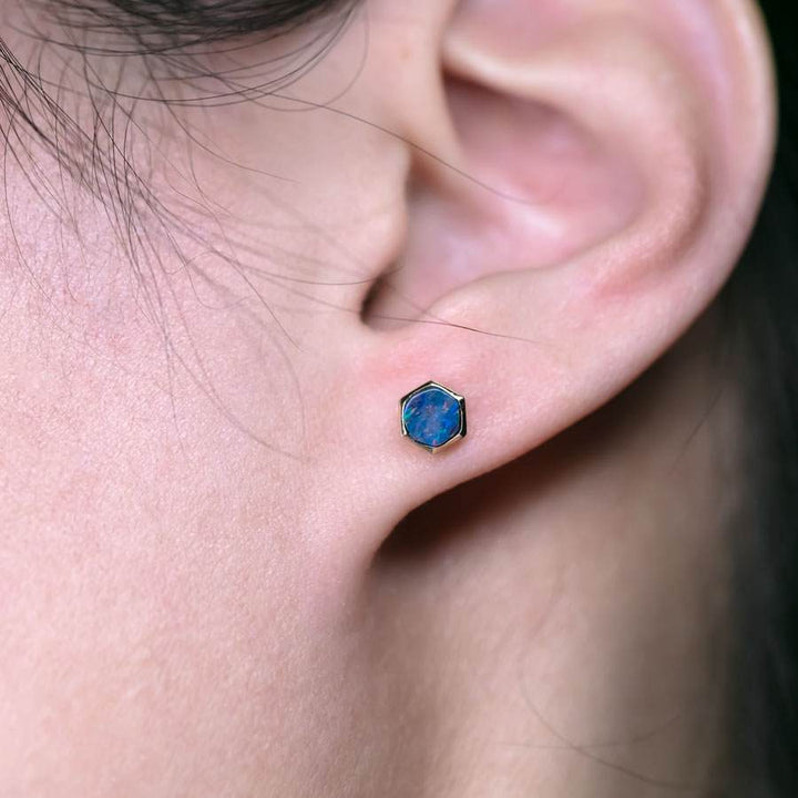 Hexagon Opal Earrings