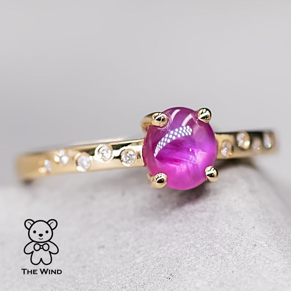 Hot Pink Burma Ruby Diamond Engagement Wedding Ring-1