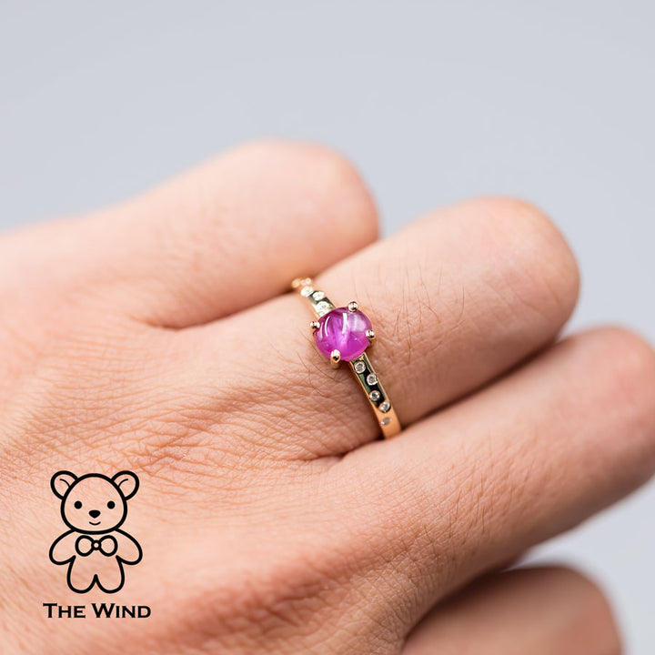 Hot Pink Burma Ruby Diamond Engagement Wedding Ring-4