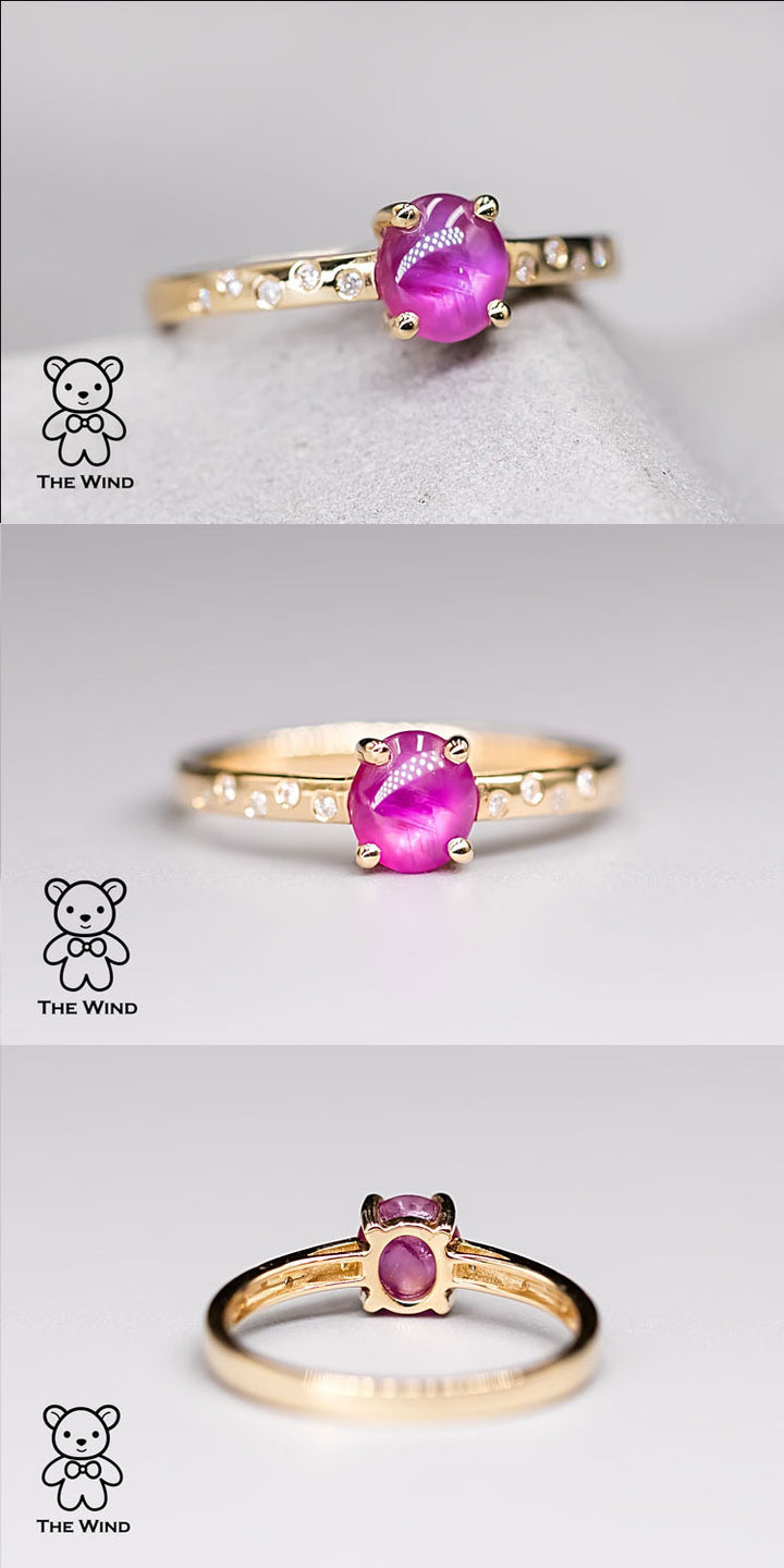 Hot Pink Burma Ruby Diamond Engagement Wedding Ring-5