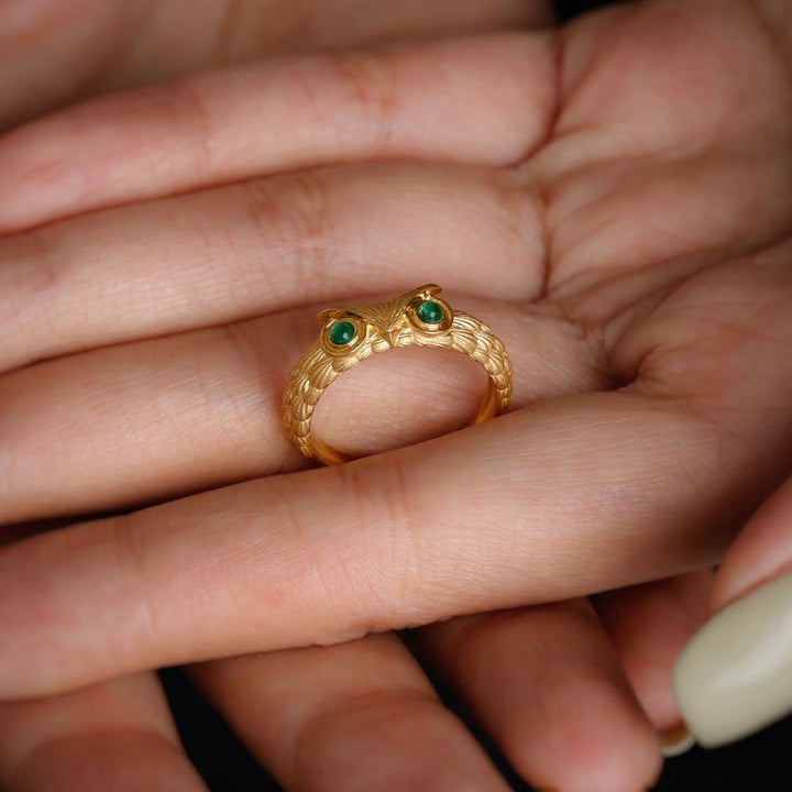 Owl Emerald Ring