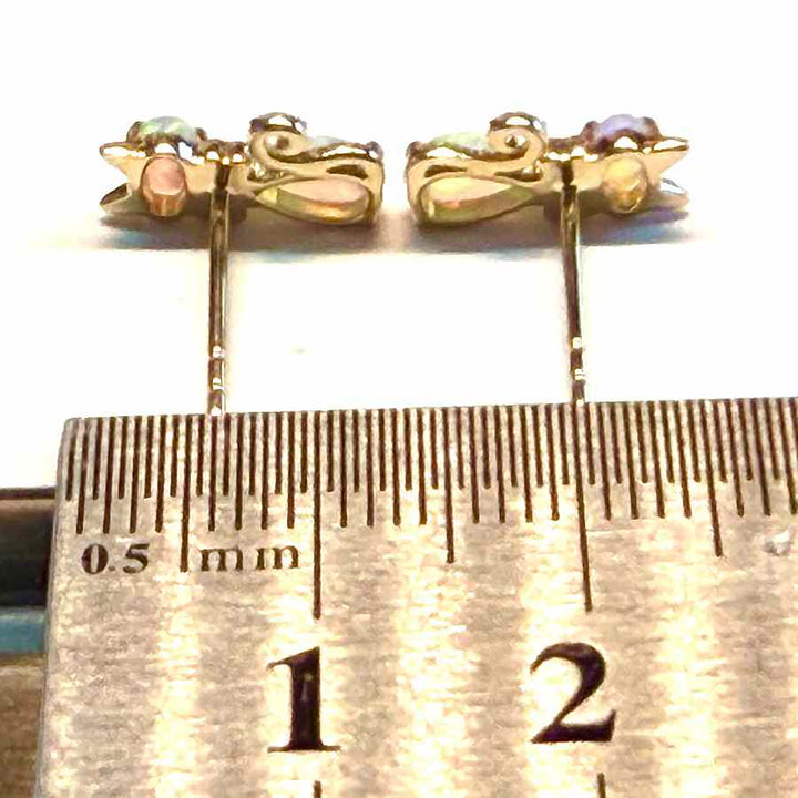 Kitten Cat Opal Diamond Stud Earrings