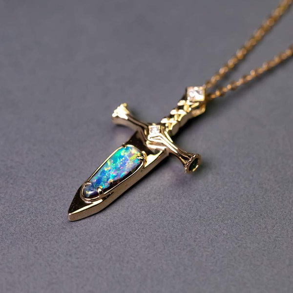 Knight Sword Opal Necklace