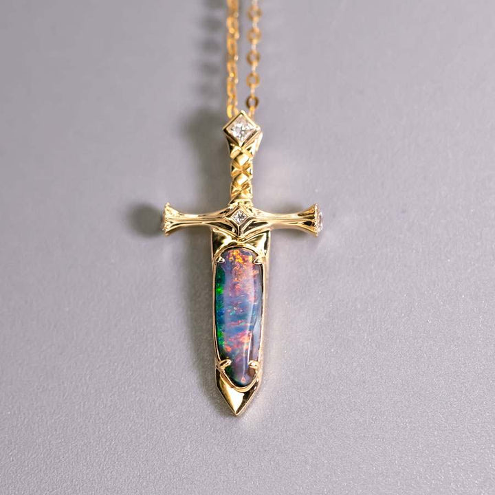 Knight Sword Opal Necklace
