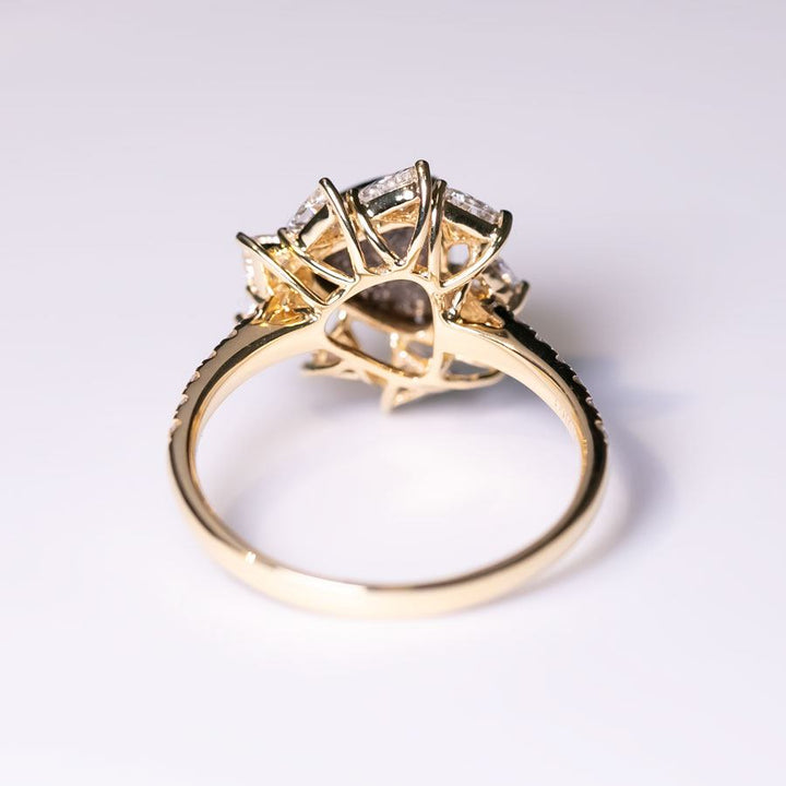 La Estrella - Halo Trillion Diamond Boulder Opal Engagement Ring