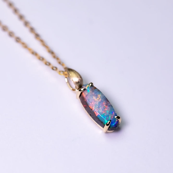 Leaf Boulder Opal Necklace