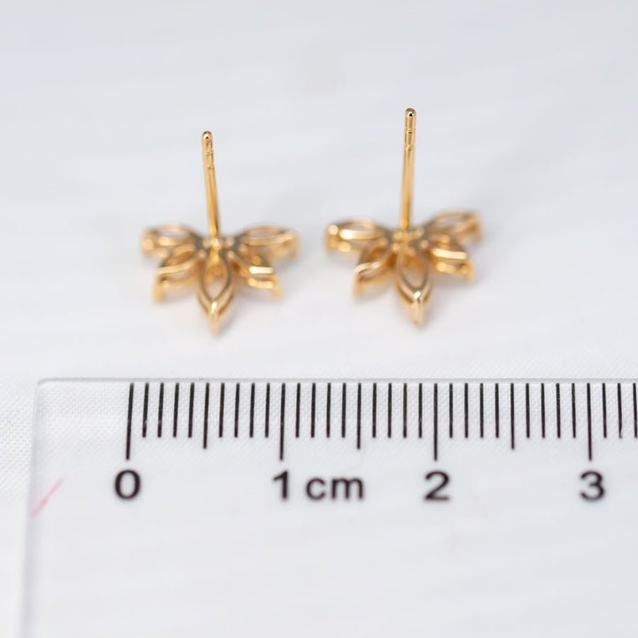 Lotus Water Lily Design Opal Diamond Earrings