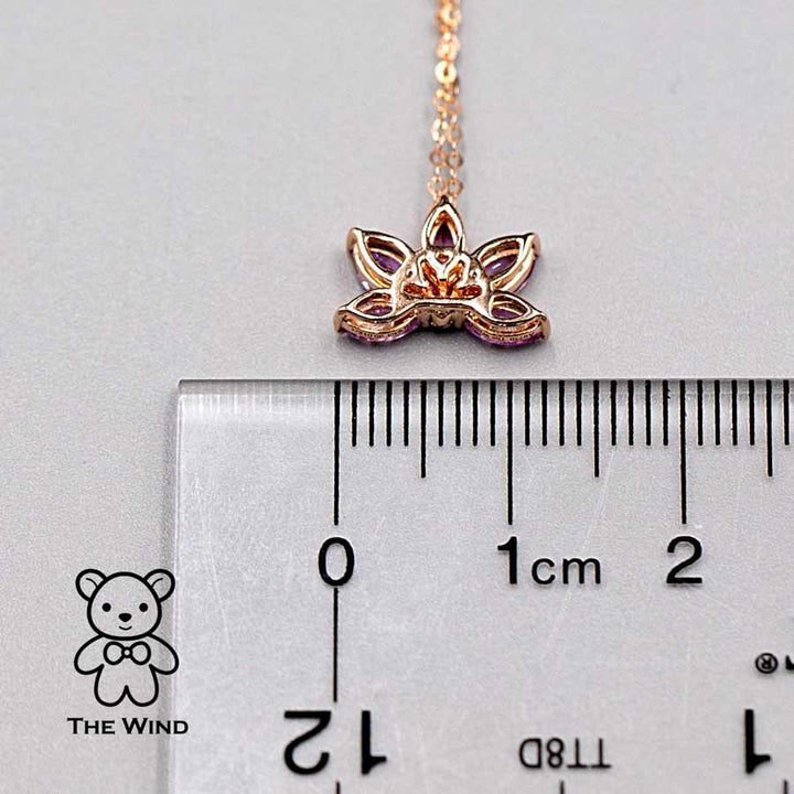 Lotus Water Lily Design Pink Sapphire Diamond Necklace