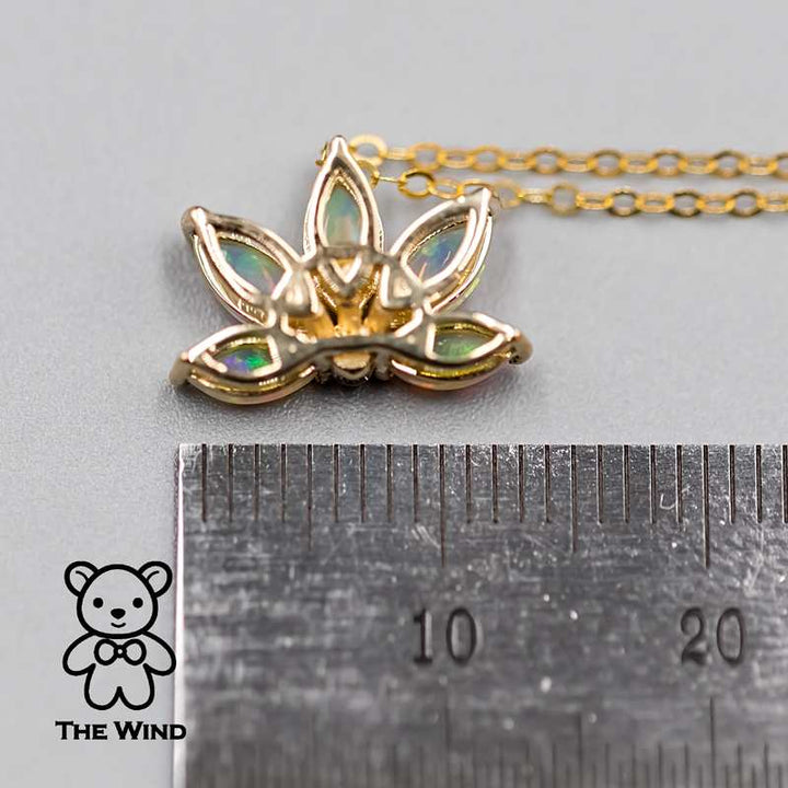 Lotus Water Lily Opal Diamond Necklace