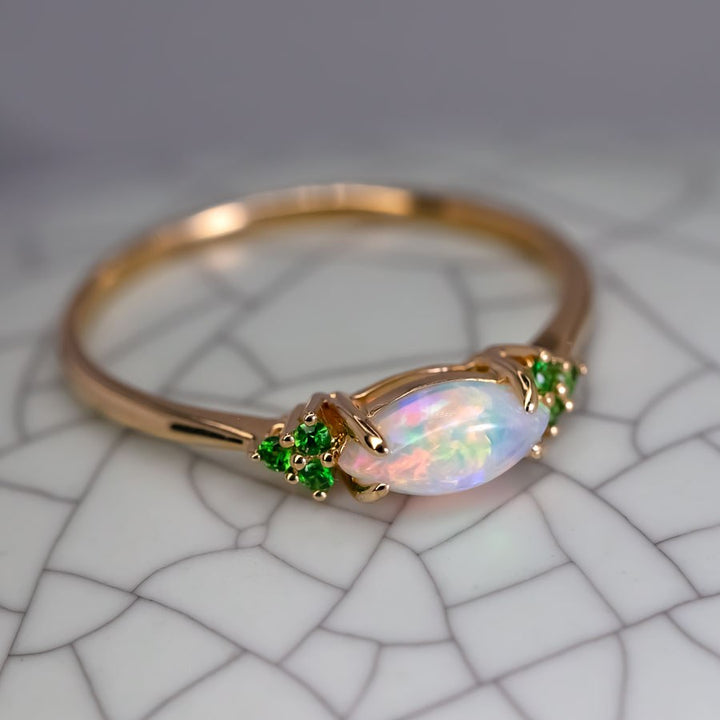 Marquise Opal Tsavorite Engagement Ring