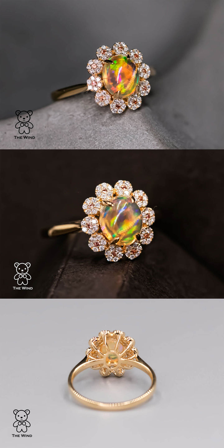 Mexican Fire Opal Orange Sapphire Diamond Engagement Ring-6