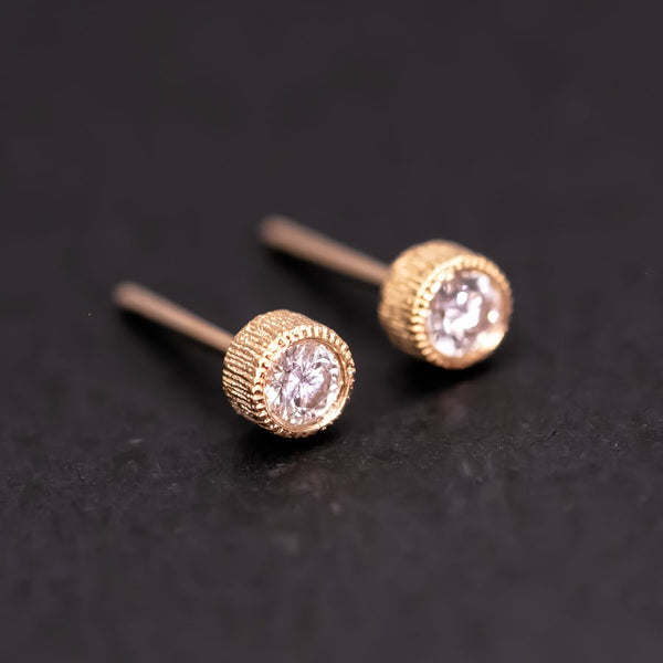 Milgrain Finish Brilliant Diamond Stud Earrings