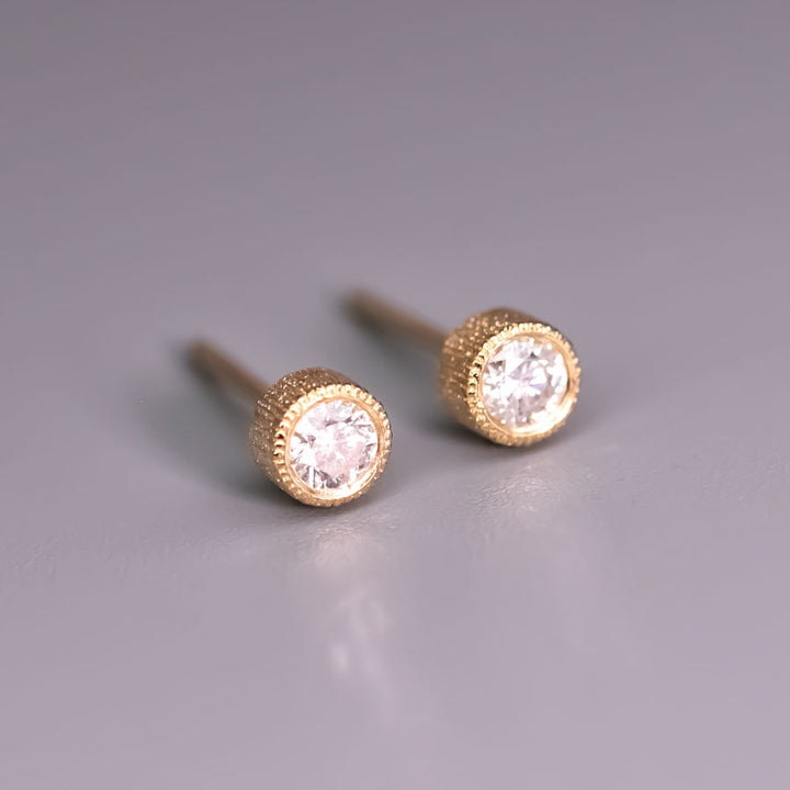 Milgrain Finish Brilliant Diamond Stud Earrings