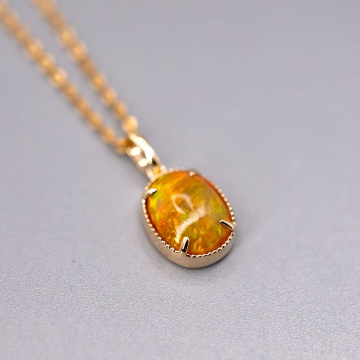 Minimal Oval Ethiopian Opal Necklace