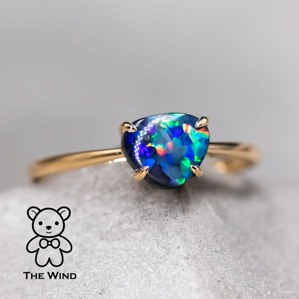Colorful Black Opal Engagement Wedding Ring