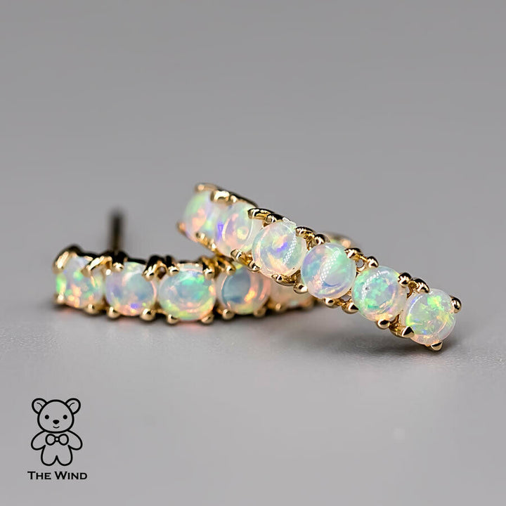 Minimalist Australian Solid Opal Curved Stud Earrings-2