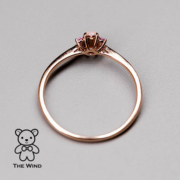 Minimalist Australian Solid Opal Pink Sapphire Halo Ring-4