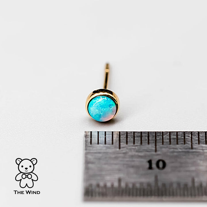 Minimalist Australian Solid Opal Round Stud Earrings-4