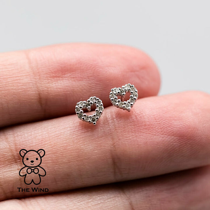 Minimalist Heart Shaped Diamond Stud Earrings-6