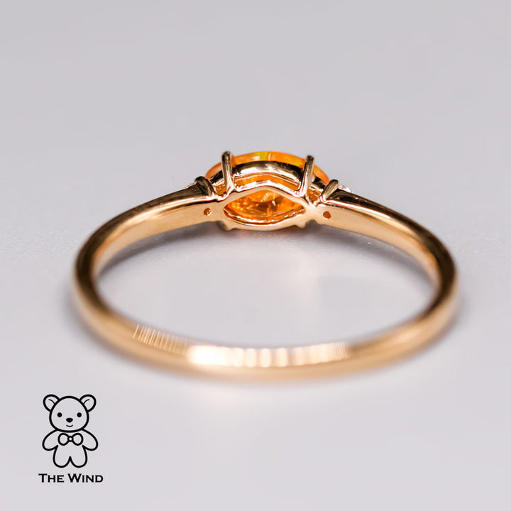 Minimalist Mexican Fire Opal & Diamond Engagement Wedding Ring-3