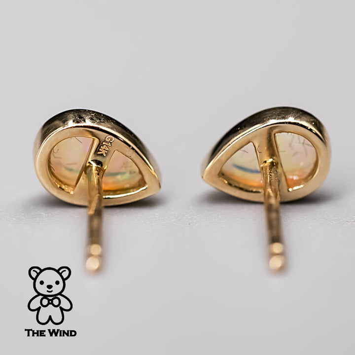 Minimalist Pear Shaped Australian Solid Opal Stud Earrings-5