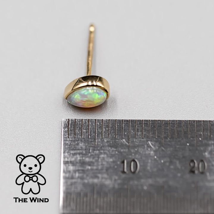 Minimalist Pear Shaped Australian Solid Opal Stud Earrings-6