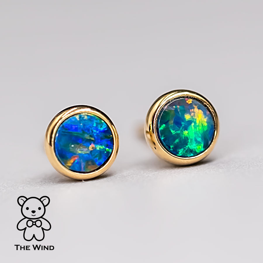 Minimalist Bright Australian Doublet Opal Round Stud Minimalist Bright Australian Doublet Opal Round Stud