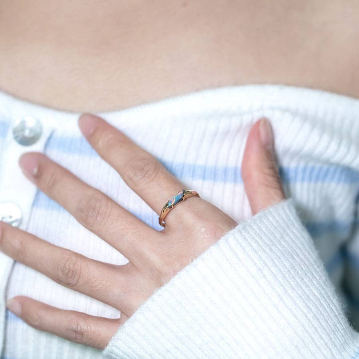 Minimalist Black Opal Engagement Ring