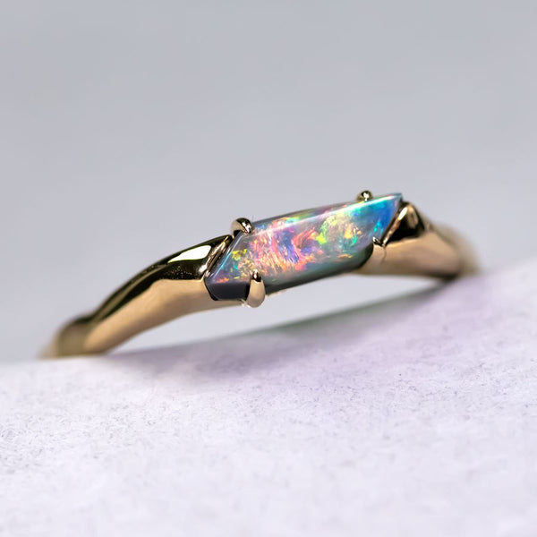 Minimalist Black Opal Engagement Ring