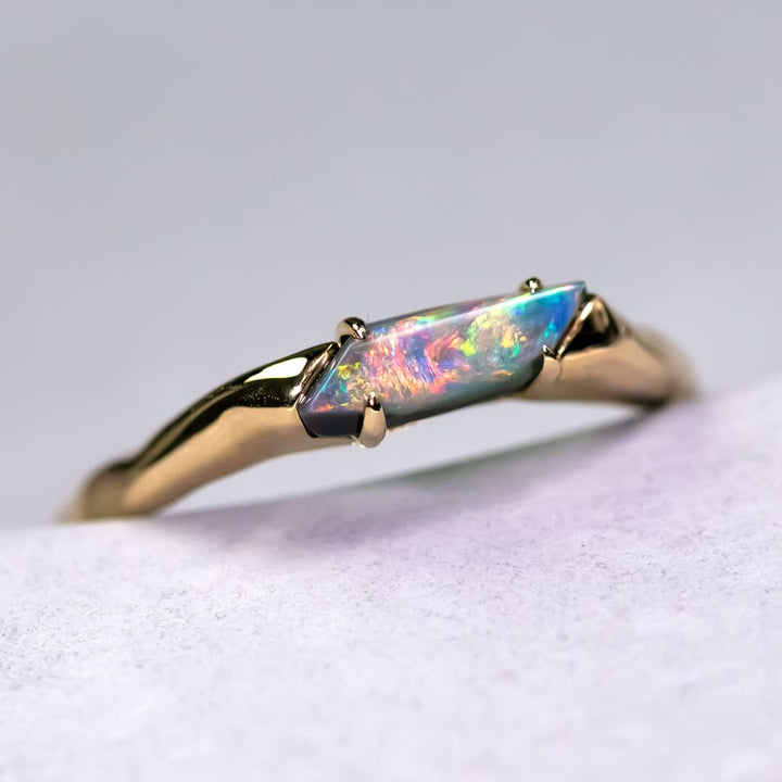 Minimalist Black Opal Engagement Ring