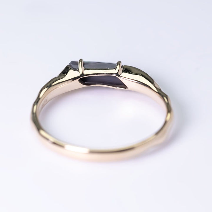 Minimalist Black Opal Engagement Ring