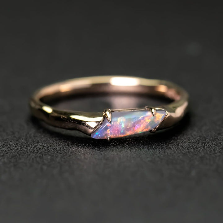 Minimalist Black Opal Engagement Ring
