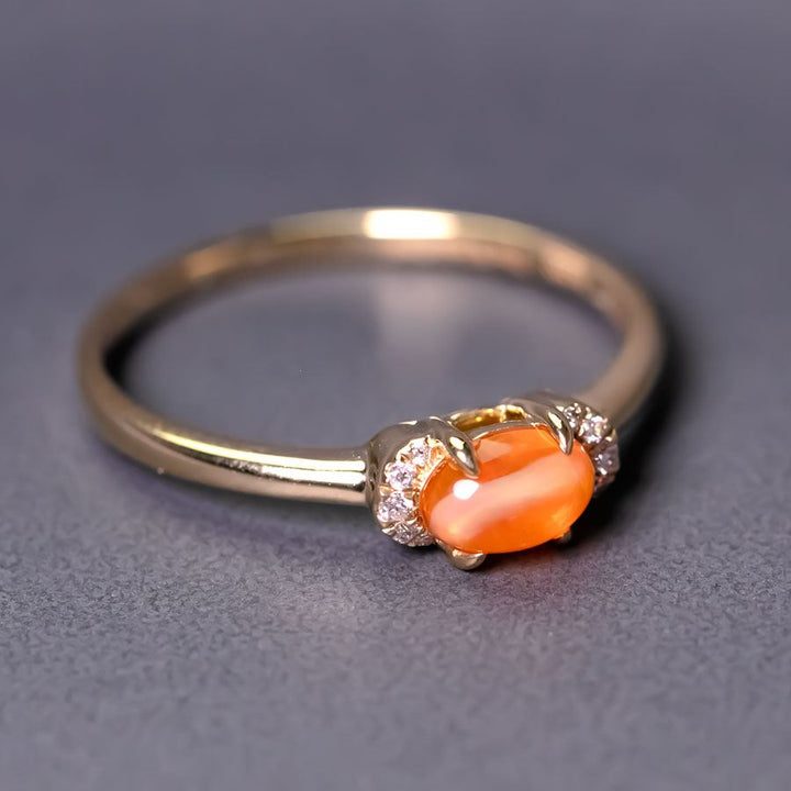 Minimalist Fire Opal Diamond Ring