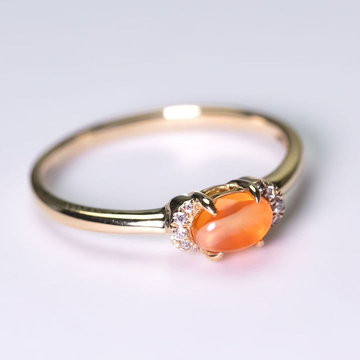Minimalist Fire Opal Diamond Ring