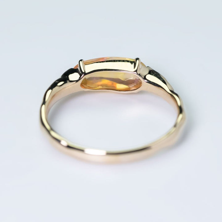 Minimalist Fire Opal Engagement Band