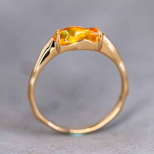 Minimalist Fire Opal Wedding Band